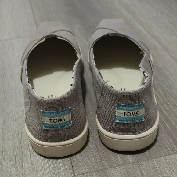 TOMS Gray Canvas Slip-On Shoes - Picture 4 of 9